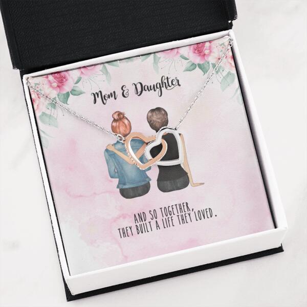 Personalized Mother Daughter Heart Necklace Gifts For Mom