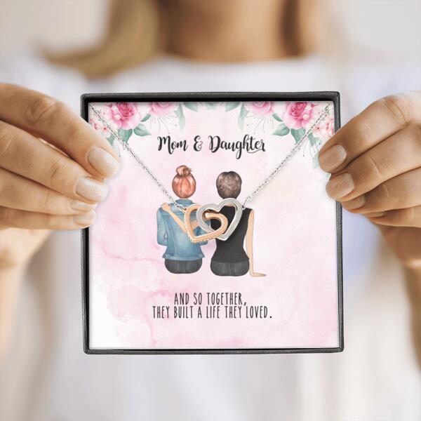 Personalized Mother Daughter Heart Necklace Gifts For Mom