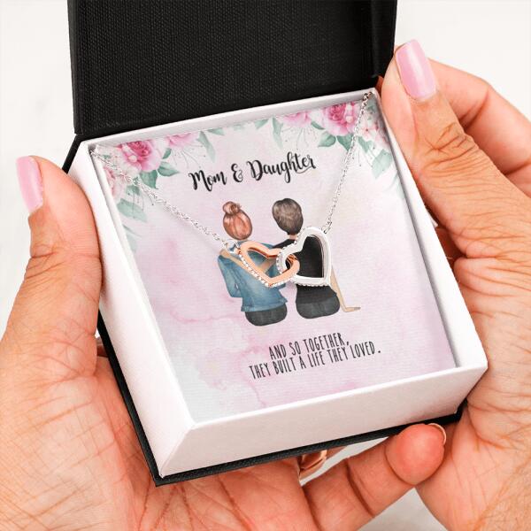 Personalized Mother Daughter Heart Necklace Gifts For Mom