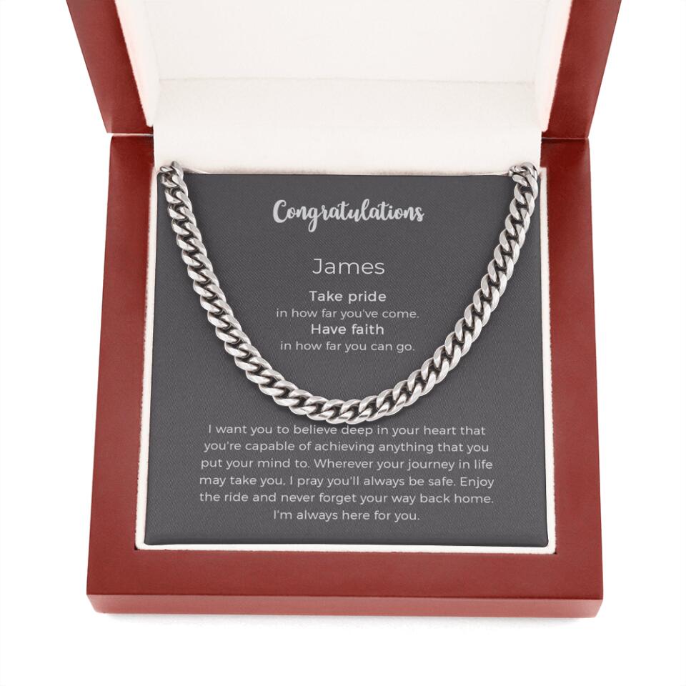 Graduation Cuban Link Chair Necklace Gifts for Him