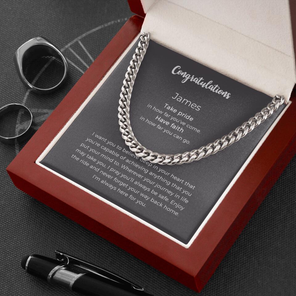Graduation Cuban Link Chair Necklace Gifts for Him