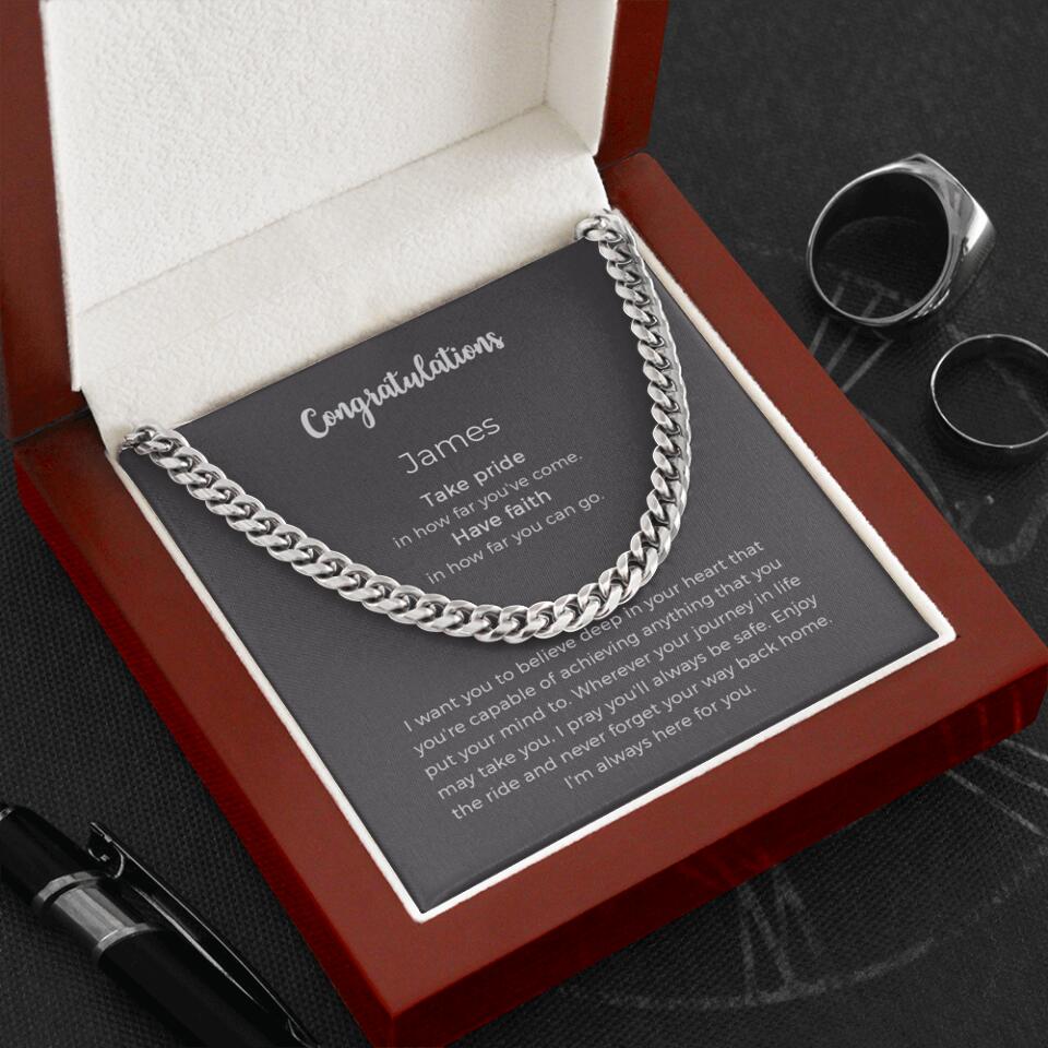 Graduation Cuban Link Chair Necklace Gifts for Him