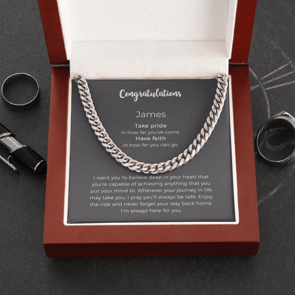 Graduation Cuban Link Chair Necklace Gifts for Him