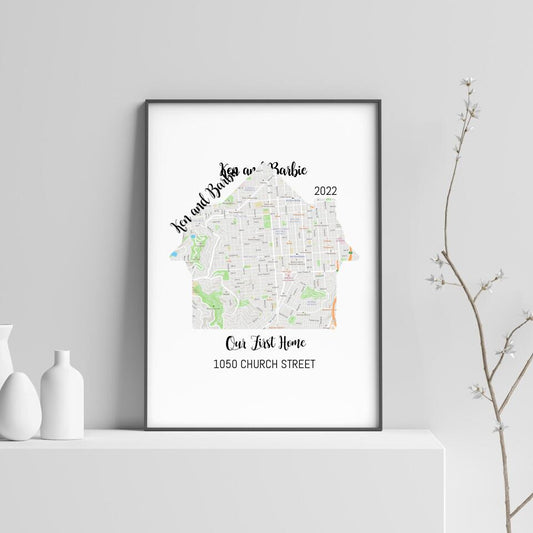Housewarming Gift, Our First Home, House Map, First Home Gift For Couple, Personalized Map Art, Personalized House Warming Gifts, New Home