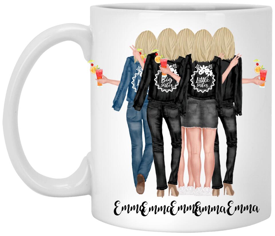 Best Sister Mug, Custom 3 Sisters Coffee Mug, Long Distance Sisters Gift, Big Sister Little Sister Moving Away Birthday Gift