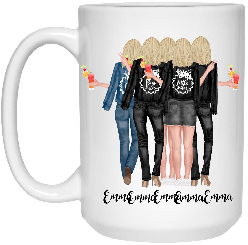 Best Sister Mug, Custom 3 Sisters Coffee Mug, Long Distance Sisters Gift, Big Sister Little Sister Moving Away Birthday Gift