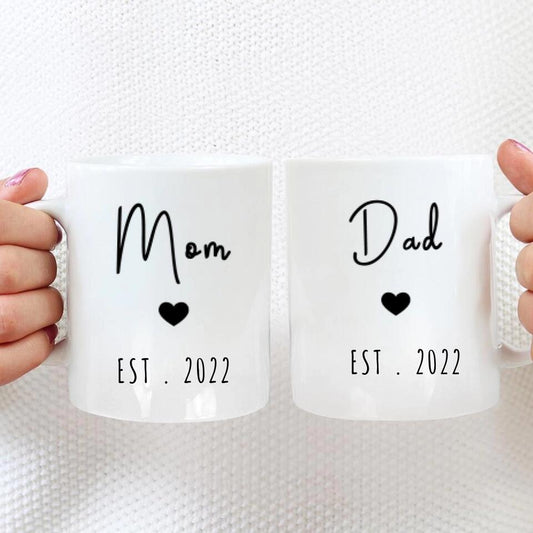 Parents to Be Mug Set, Baby Shower Gift, Pregnancy Reveal - Expecting Parents Gift