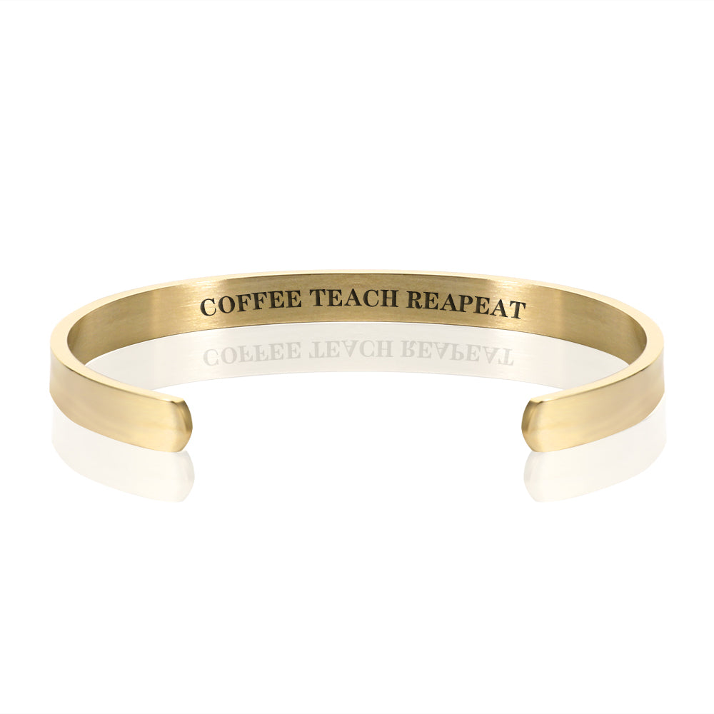 COFFEE TEACH REPEAT BRACELET BANGLE - Gold