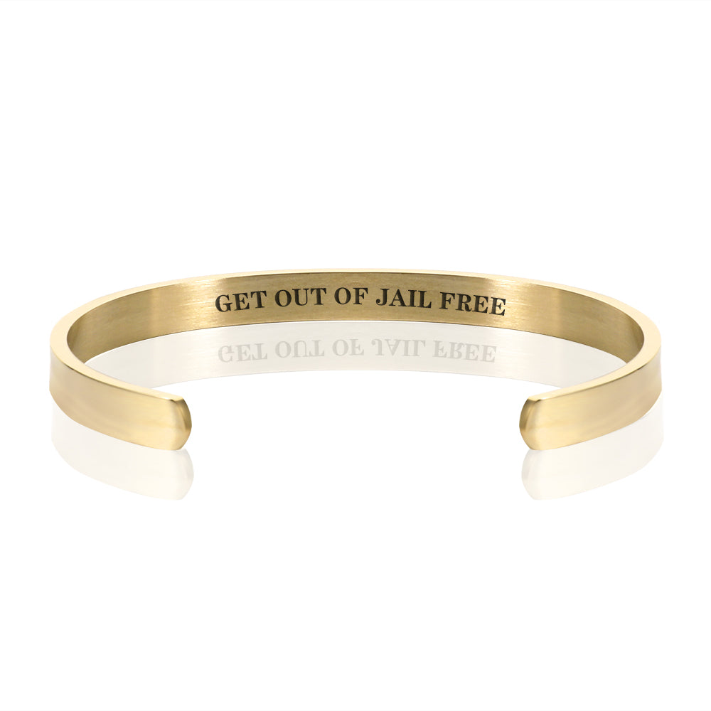GET OUT OF JAIL FREE BRACELET BANGLE - Gold