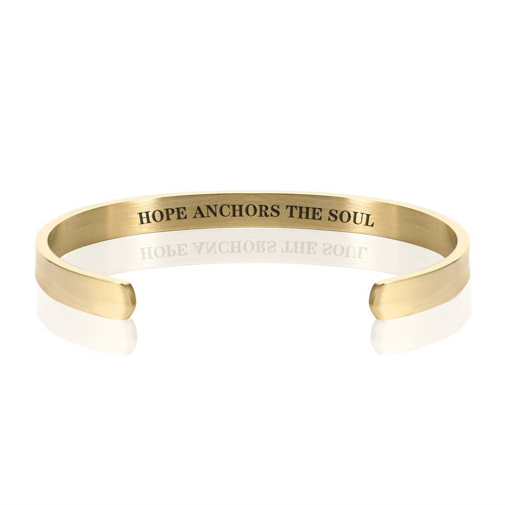 HOPE ANCHORS THE SOUL BRACELET BANGLE - Gold