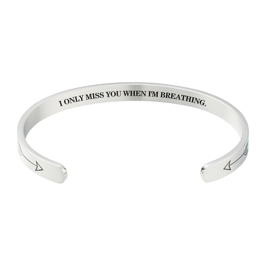 Memorial Bracelet - Cremation Jewelry - Commemorative Bracelet - I Only Miss You When I'm Breathing