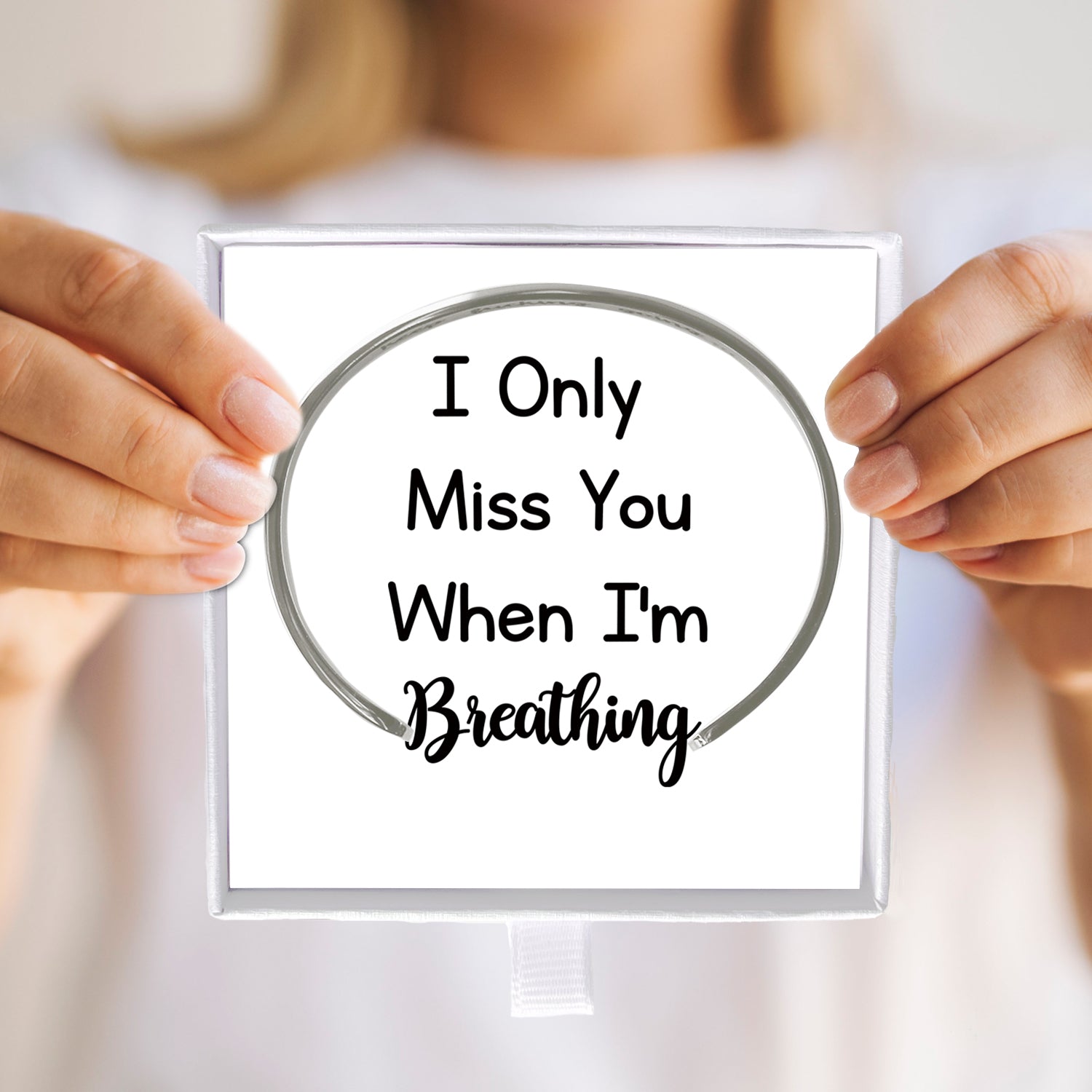 Memorial Bracelet - Cremation Jewelry - Commemorative Bracelet - I Only Miss You When I'm Breathing