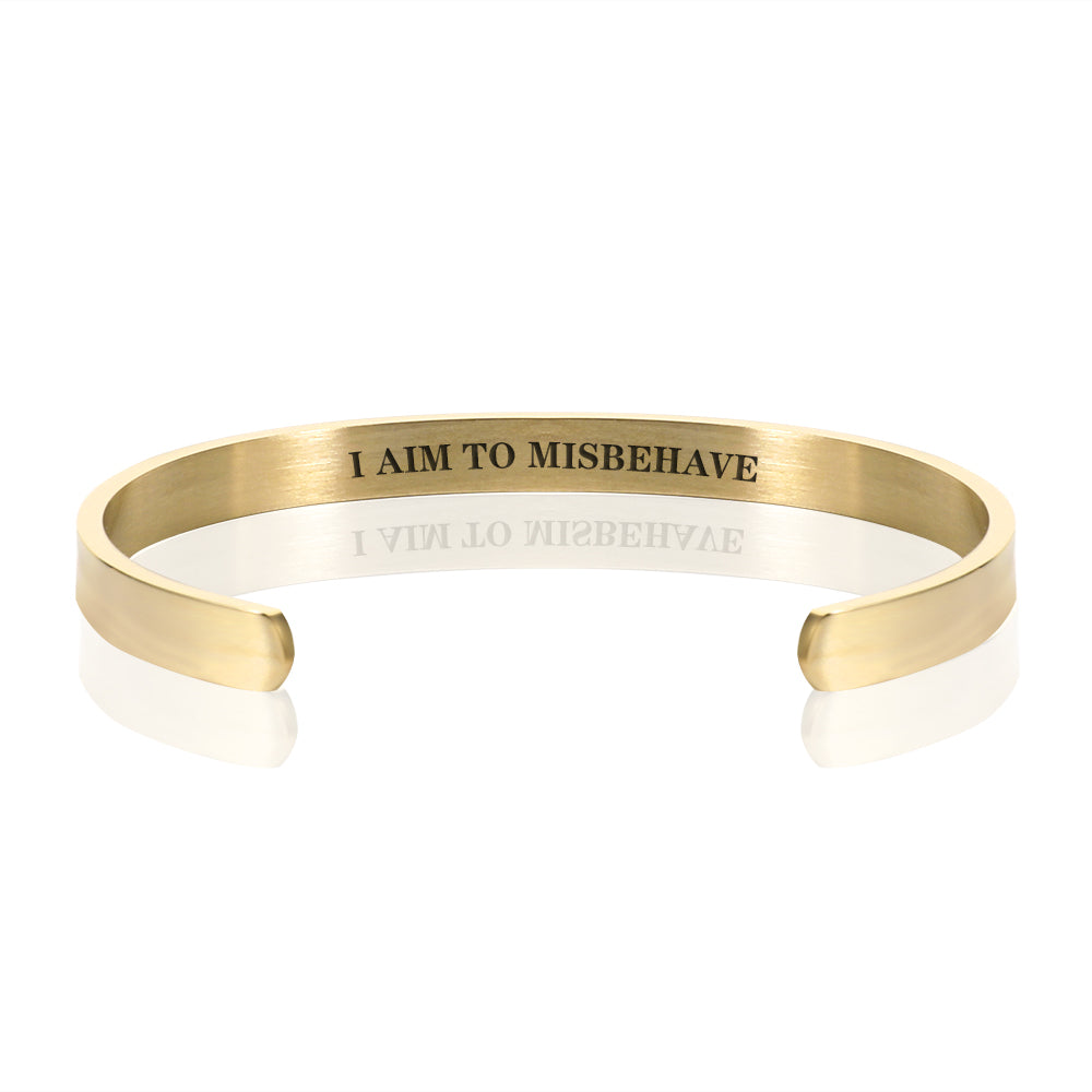 I AIM TO MISBEHAVE BRACELET BANGLE - Gold