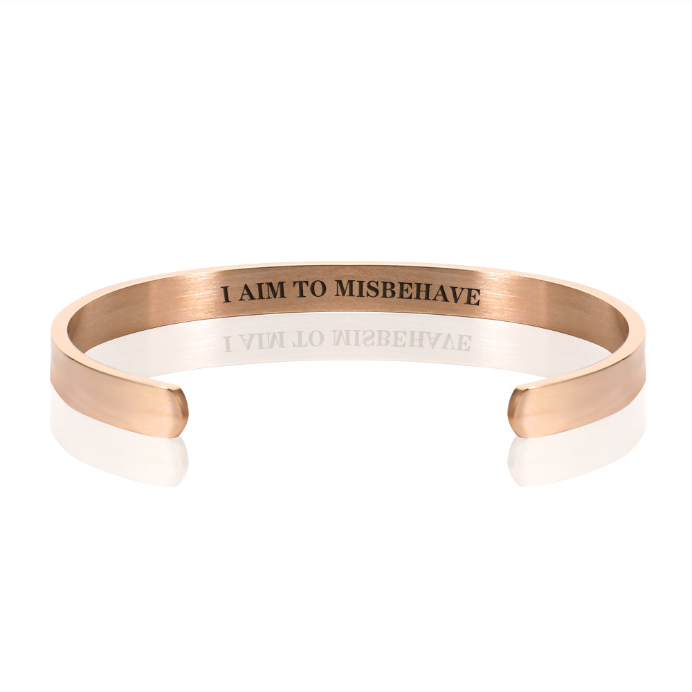 I AIM TO MISBEHAVE BRACELET BANGLE - Rose Gold