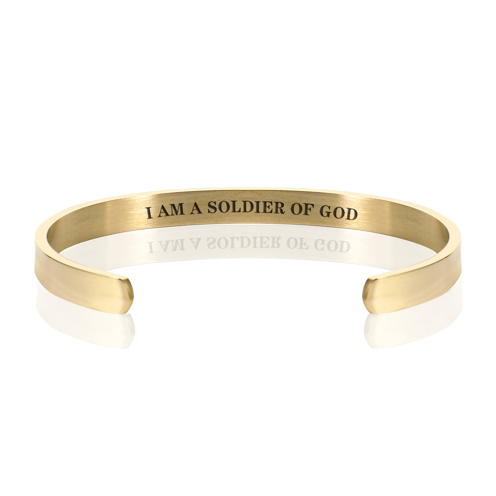 I AM A SOLDIER OF GOD BRACELET BANGLE - Gold