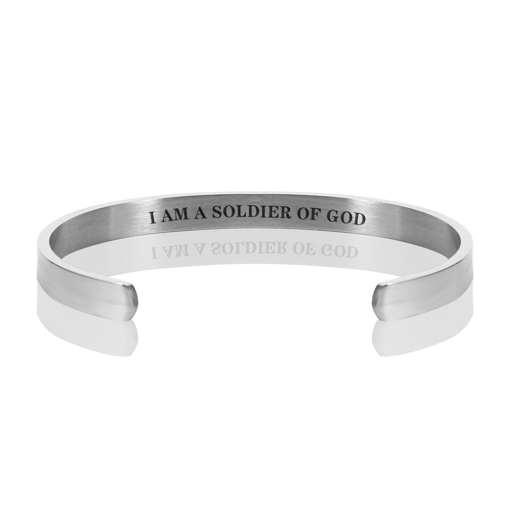 I AM A SOLDIER OF GOD BRACELET BANGLE - Silver