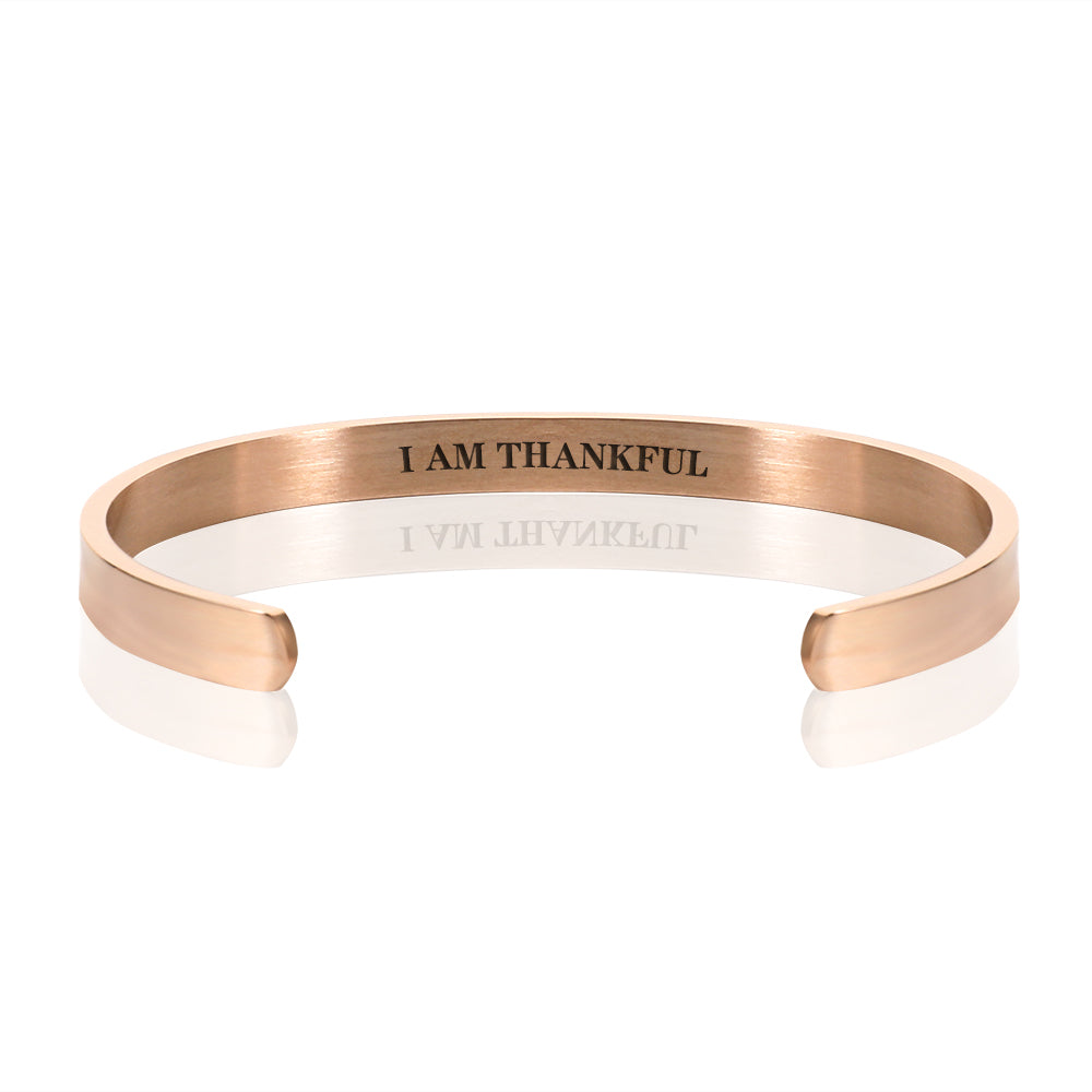 I AM THANKFUL BRACELET BANGLE - Rose Gold