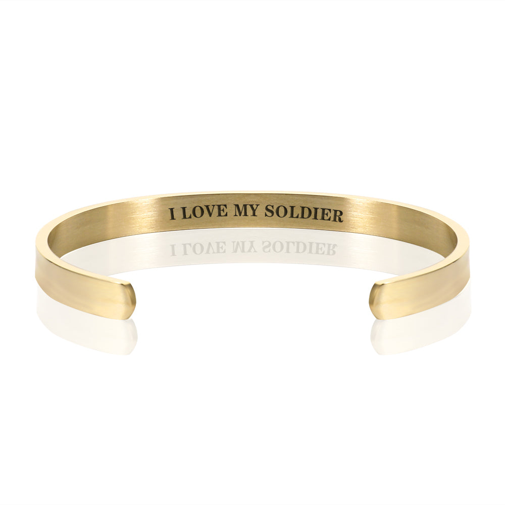 I LOVE MY SOLDIER BRACELET BANGLE - Gold