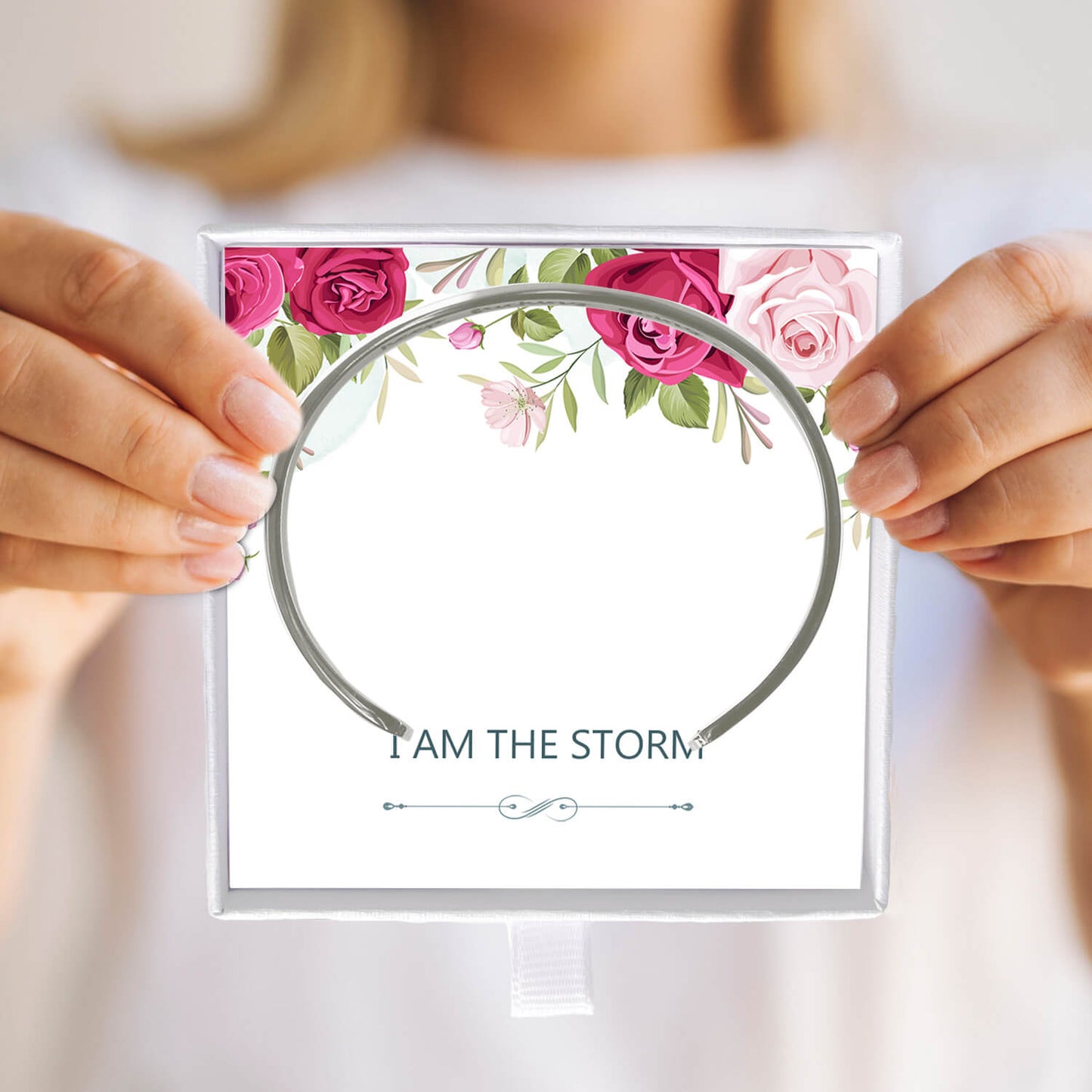 I Am The Storm Bracelet- Inspirational Mantra Cuff Bracelets for Women Friend Encouragement Gift for Her Personalized Birthday Jewelry