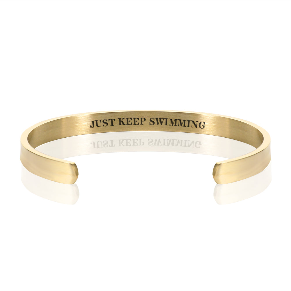 JUST KEEP SWIMMING BRACELET BANGLE - Gold