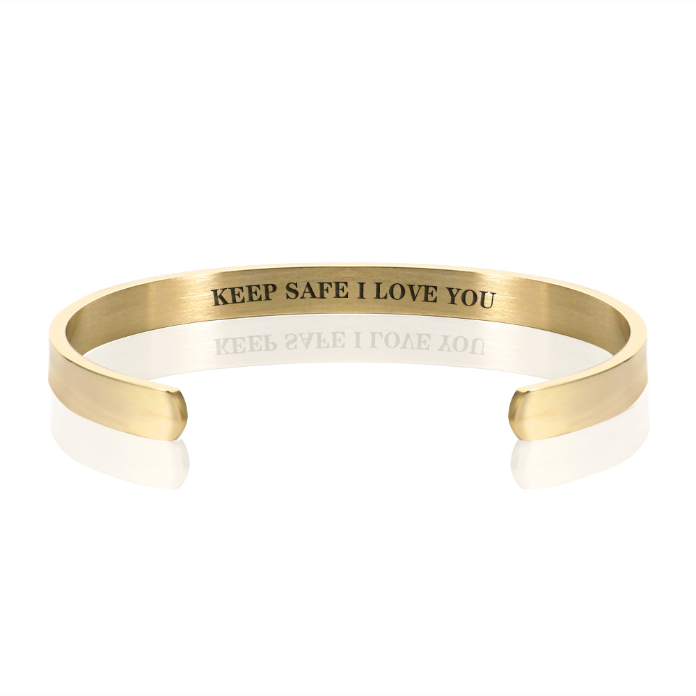 KEEP SAFE I LOVE YOU BRACELET BANGLE - Gold
