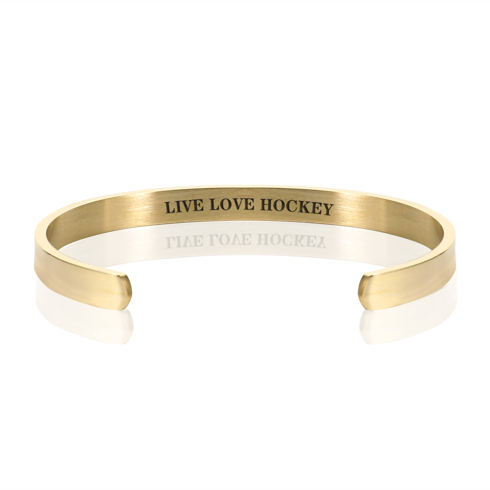 LIVE LOVE HOCKEY BRACELET BANGLE - Gold
