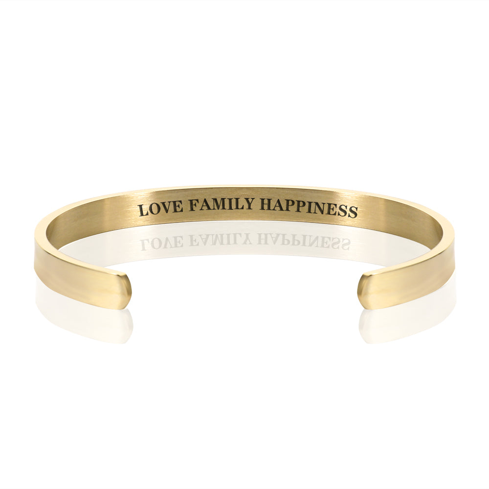 LOVE FAMILY HAPPINESS BRACELET BANGLE - Gold