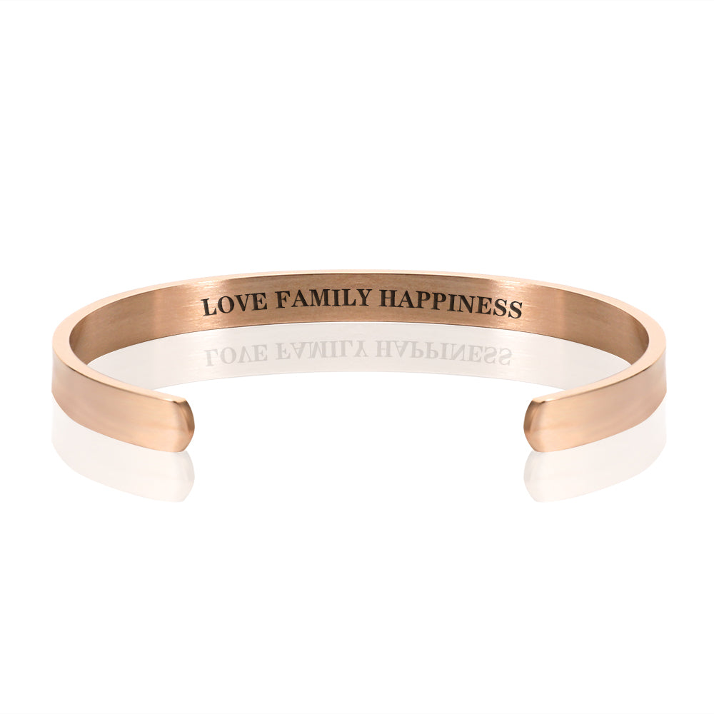 LOVE FAMILY HAPPINESS BRACELET BANGLE - Rose gold