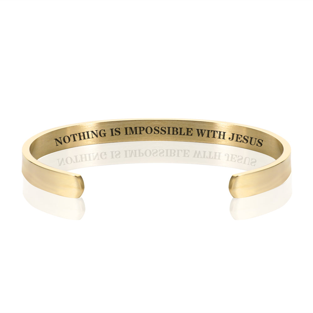 NOTHING IS IMPOSSIBLE WITH JESUS BRACELET BANGLE - Gold
