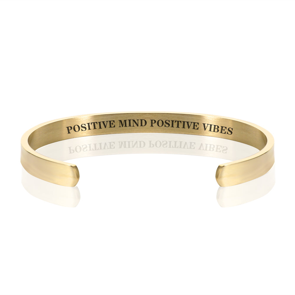 POSITIVE MIND POSITIVE VIBES BRACELET BANGLE - Gold
