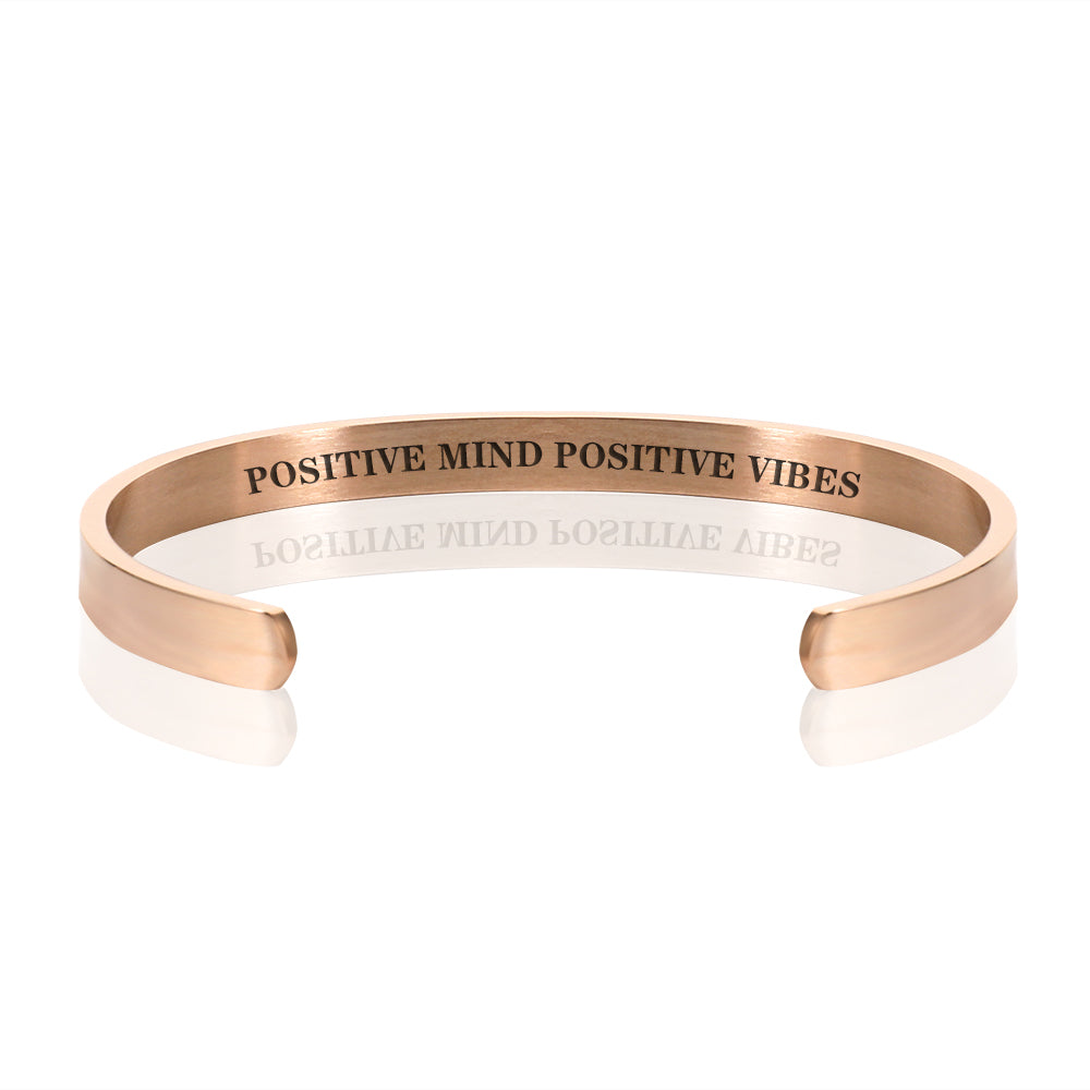 POSITIVE MIND POSITIVE VIBES BRACELET BANGLE - Rose Gold