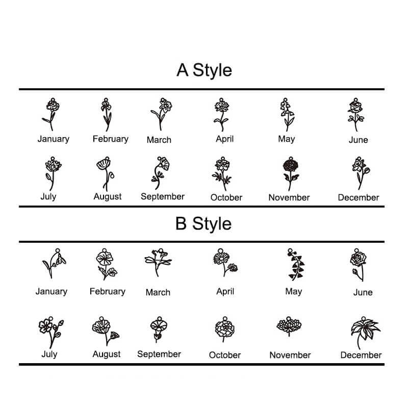 Personalized Name Necklace With Birth Flower, Birth Month Flower Name Necklace Gifts For Her