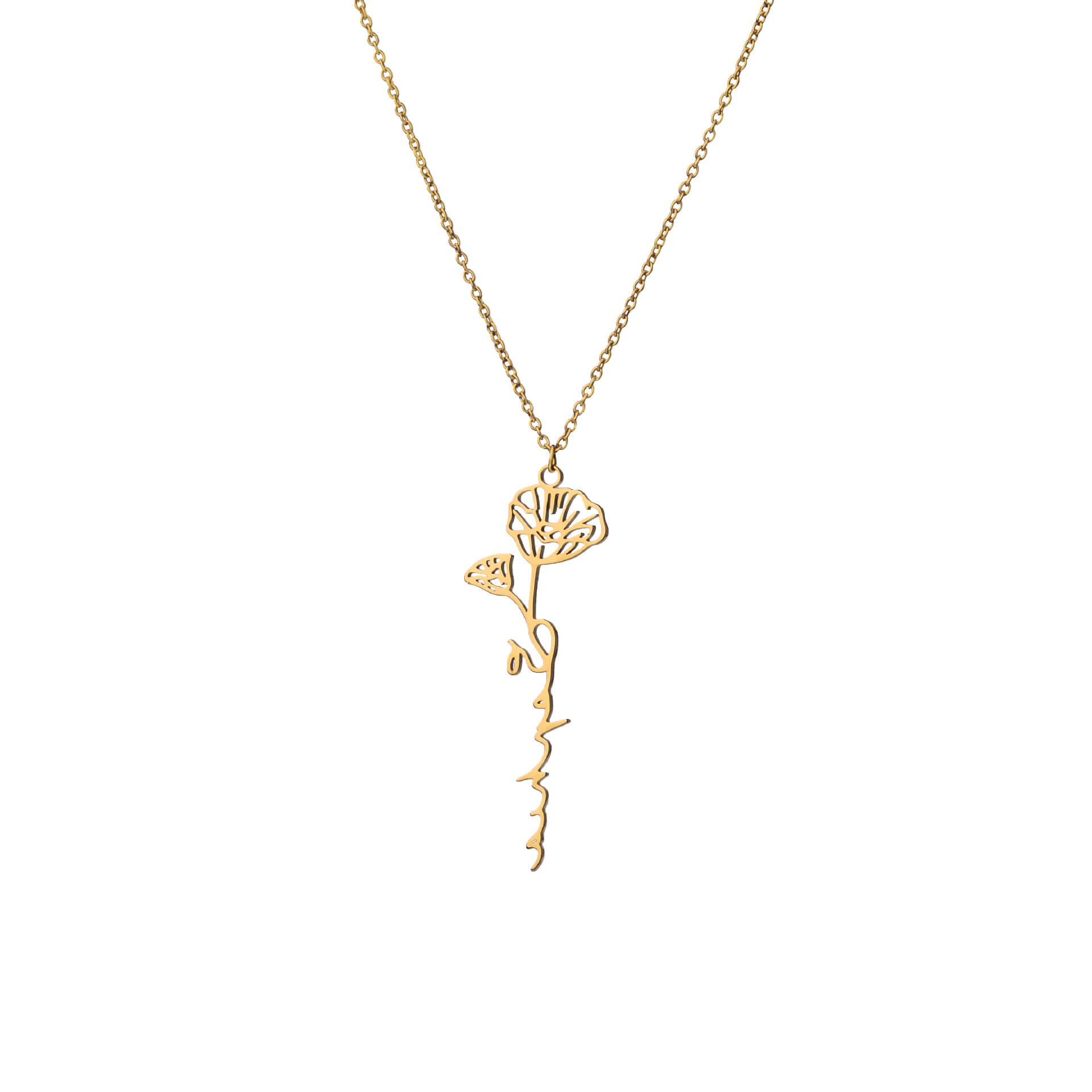 Personalized Name Necklace With Birth Flower, Birth Month Flower Name Necklace Gifts For Her