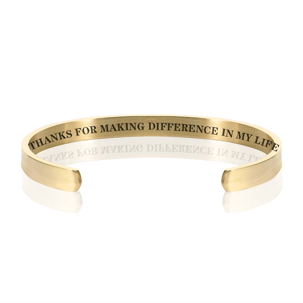 THANKS FOR MAKING DIFFERENCE IN MY LIFE BRACELET BANGLE - Gold