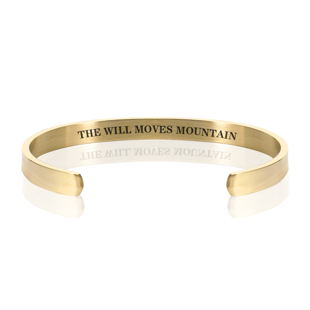 THE WILL MOVES MOUNTAIN BRACELET BANGLE - Gold