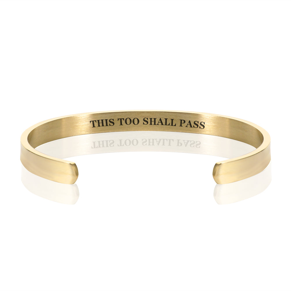 THIS TOO SHALL PASS BRACELET BANGLE - Gold