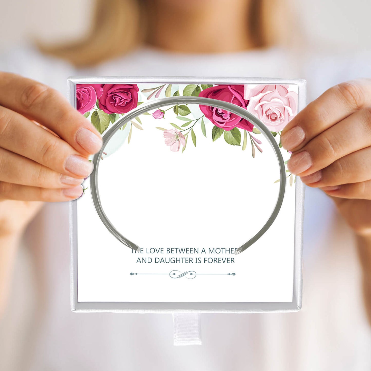 The Love Between A Mother And Daughter Is Forever Adjustable Cuff Bracelet - Perfect Christmas, Birthday, Mother's Day, And Valentine's Day Inspirational Jewelry Gifts For Mom
