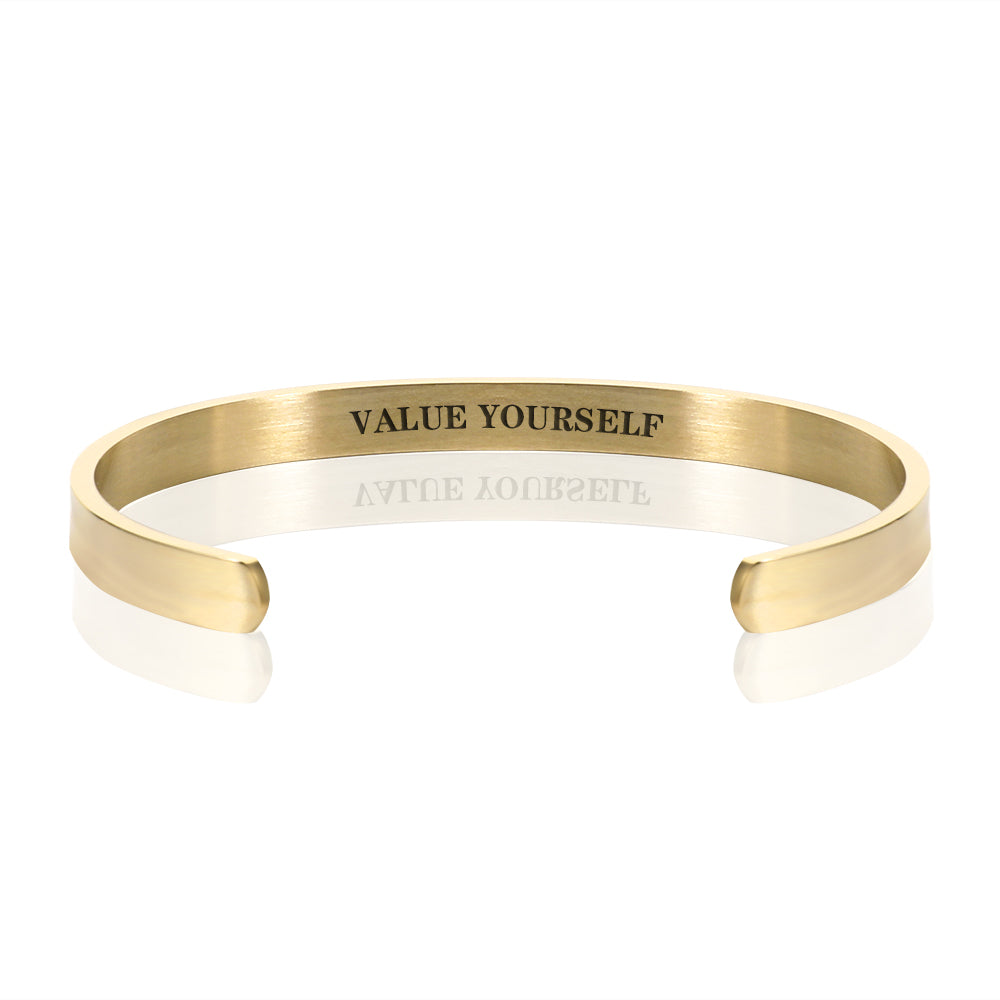 VALUE YOURSELF BRACELET BANGLE - Gold