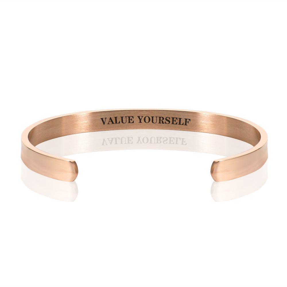 VALUE YOURSELF BRACELET BANGLE - Rose Gold