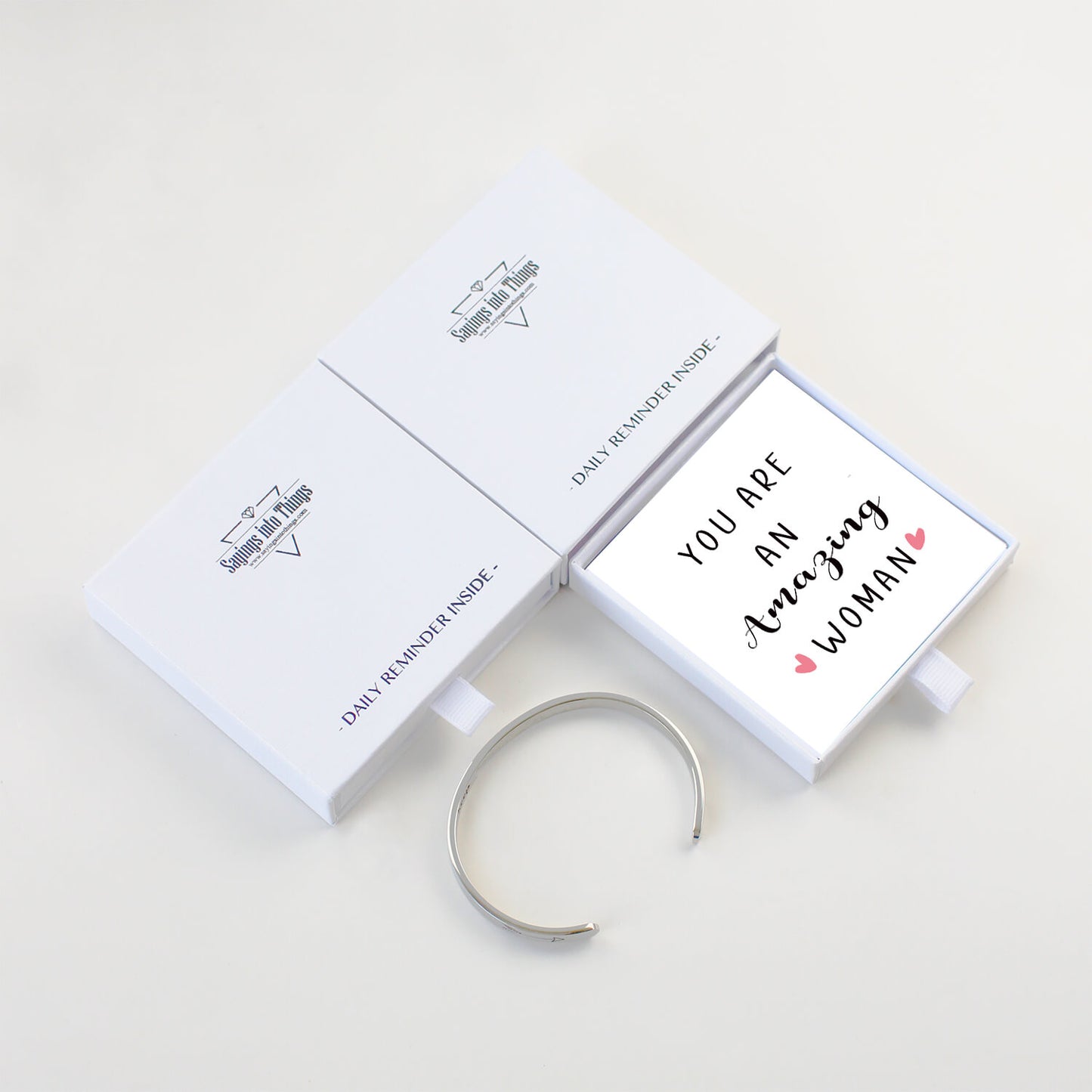 Inspirational Bracelet for Women Motivational Cuff Bangle Engraved Mantra Quote Stainless Steel Jewelry