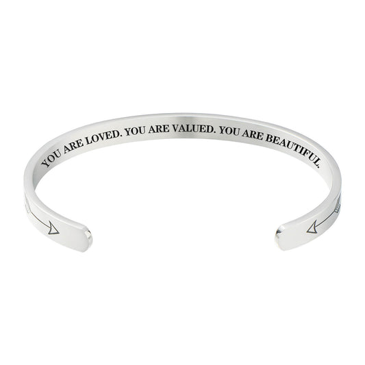 You Are Loved You Are Valued You Are Beautiful Adjustable Cuff Bracelet