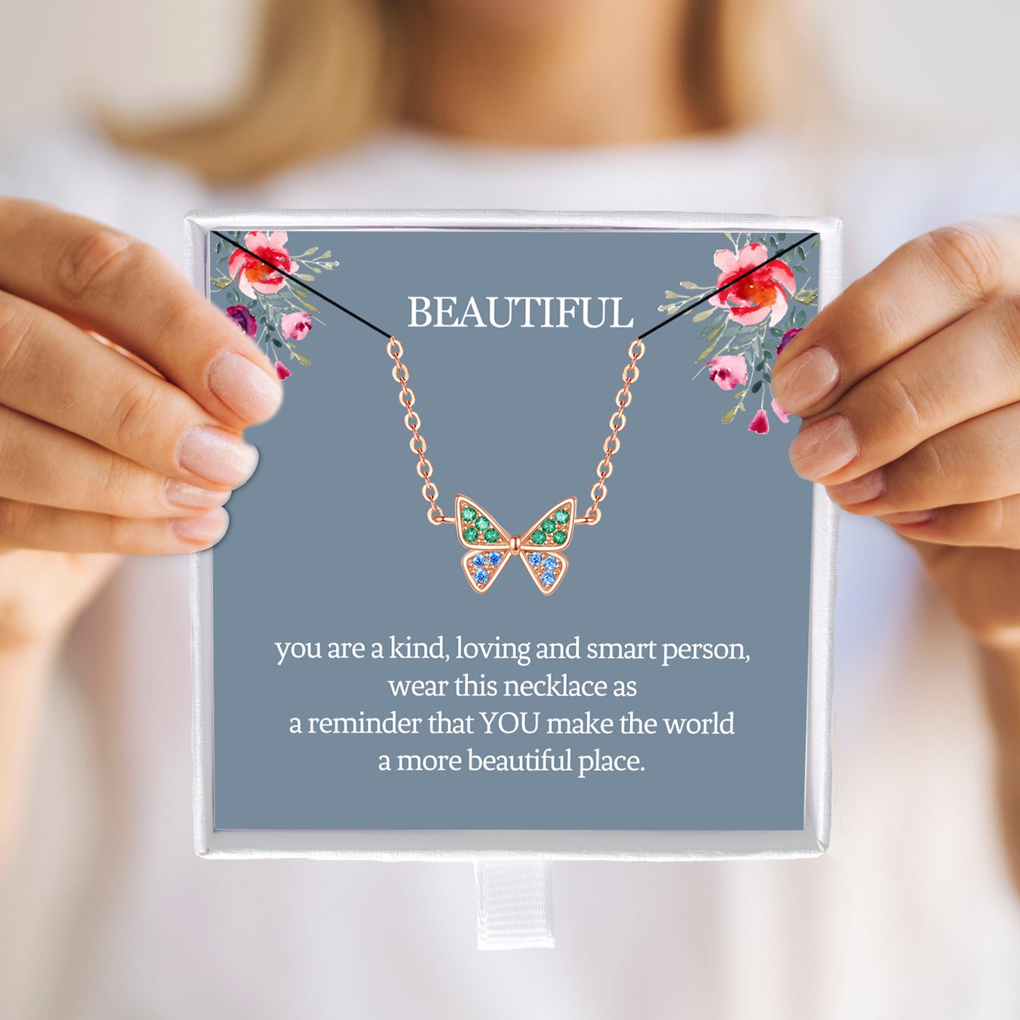 Butterfly Necklaces for Women, 925 Sterling Silver and Cubic Zirconia