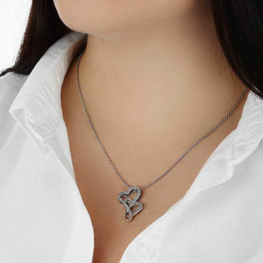 To My Mother-in-law, A Mother's Love Knows No Bounds, Double Hearts Necklace, Mother Gift For Valentine's, Birthday, Anniversary For Mom