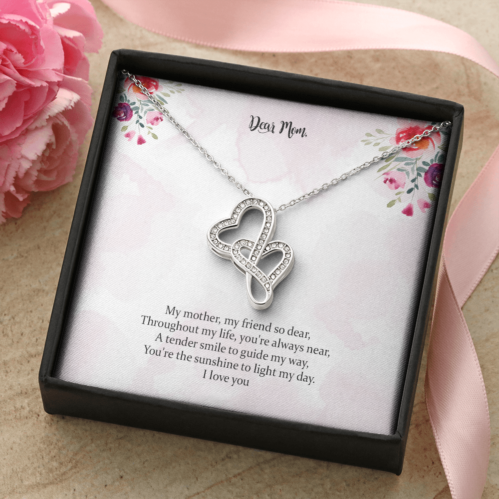 Mom The Sunshine To Light My Day Double Hearts Necklace