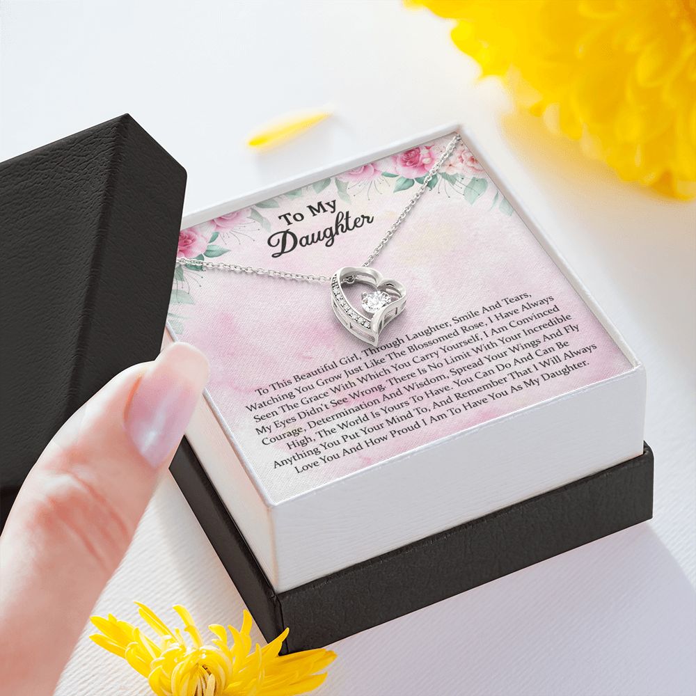 Daughter Gift From Mom Mother Daughter Necklace, Birthday, Graduation and Christmas Jewelry Gifts For My Beautiful Daugther Adult Daughter with Message Card and Gift Box