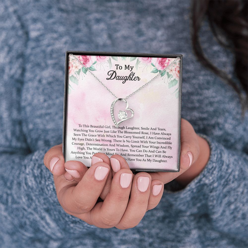 Daughter Gift From Mom Mother Daughter Necklace, Birthday, Graduation and Christmas Jewelry Gifts For My Beautiful Daugther Adult Daughter with Message Card and Gift Box