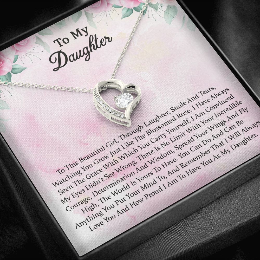 Daughter Gift From Mom Mother Daughter Necklace, Birthday, Graduation and Christmas Jewelry Gifts For My Beautiful Daugther Adult Daughter with Message Card and Gift Box