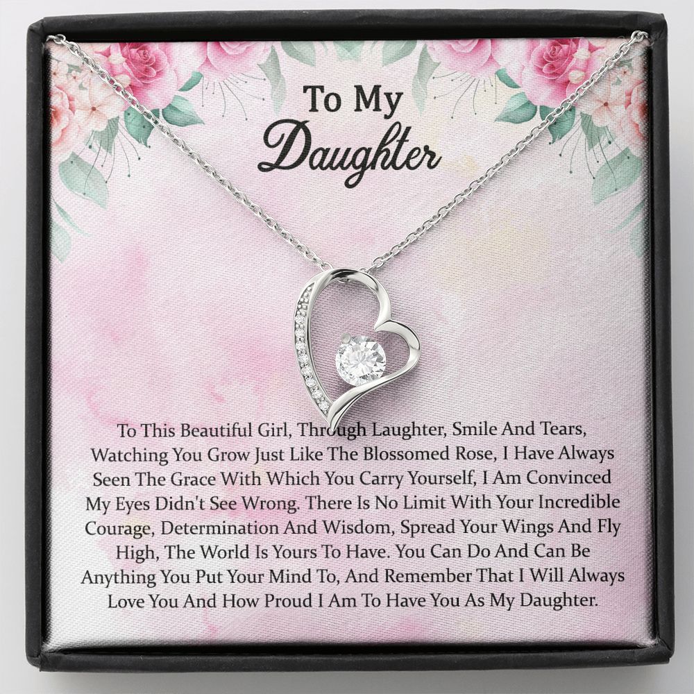 Daughter Gift From Mom Mother Daughter Necklace, Birthday, Graduation and Christmas Jewelry Gifts For My Beautiful Daugther Adult Daughter with Message Card and Gift Box
