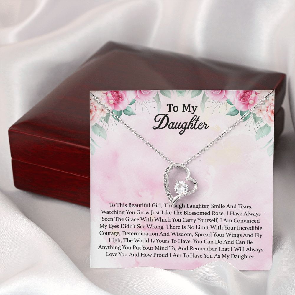 Daughter Gift From Mom Mother Daughter Necklace, Birthday, Graduation and Christmas Jewelry Gifts For My Beautiful Daugther Adult Daughter with Message Card and Gift Box