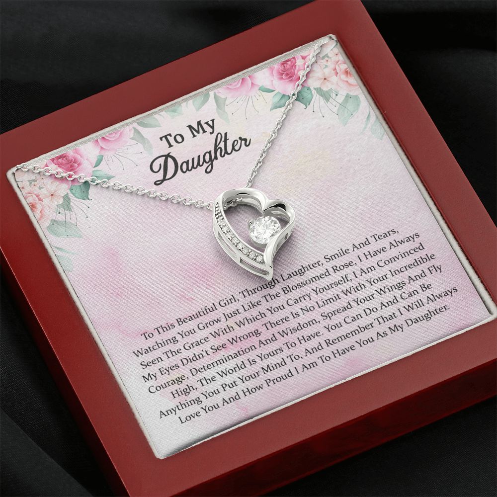 Daughter Gift From Mom Mother Daughter Necklace, Birthday, Graduation and Christmas Jewelry Gifts For My Beautiful Daugther Adult Daughter with Message Card and Gift Box